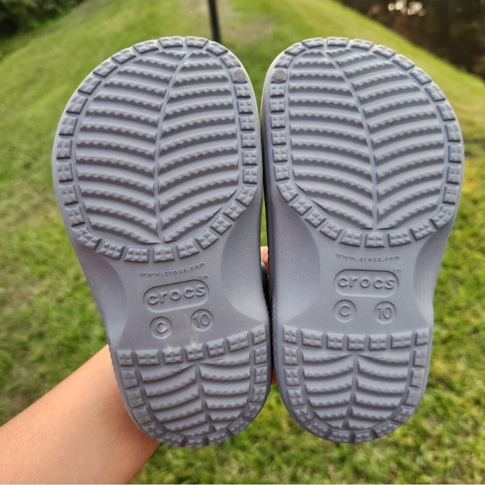 Crocs Kids Classic Baya Gray Lined Dual Clogs Charms Included Size C10 4-5 Years - Picture 11 of 15
